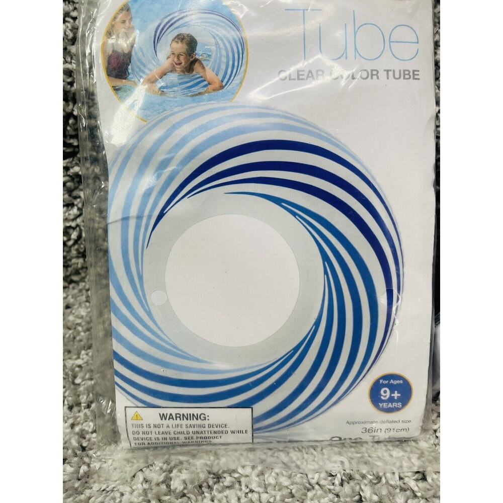 Intex Pool Tube Lot of 2 Clear Color Blue Orange Pink White 36 inch Swimming - Picture 2 of 8